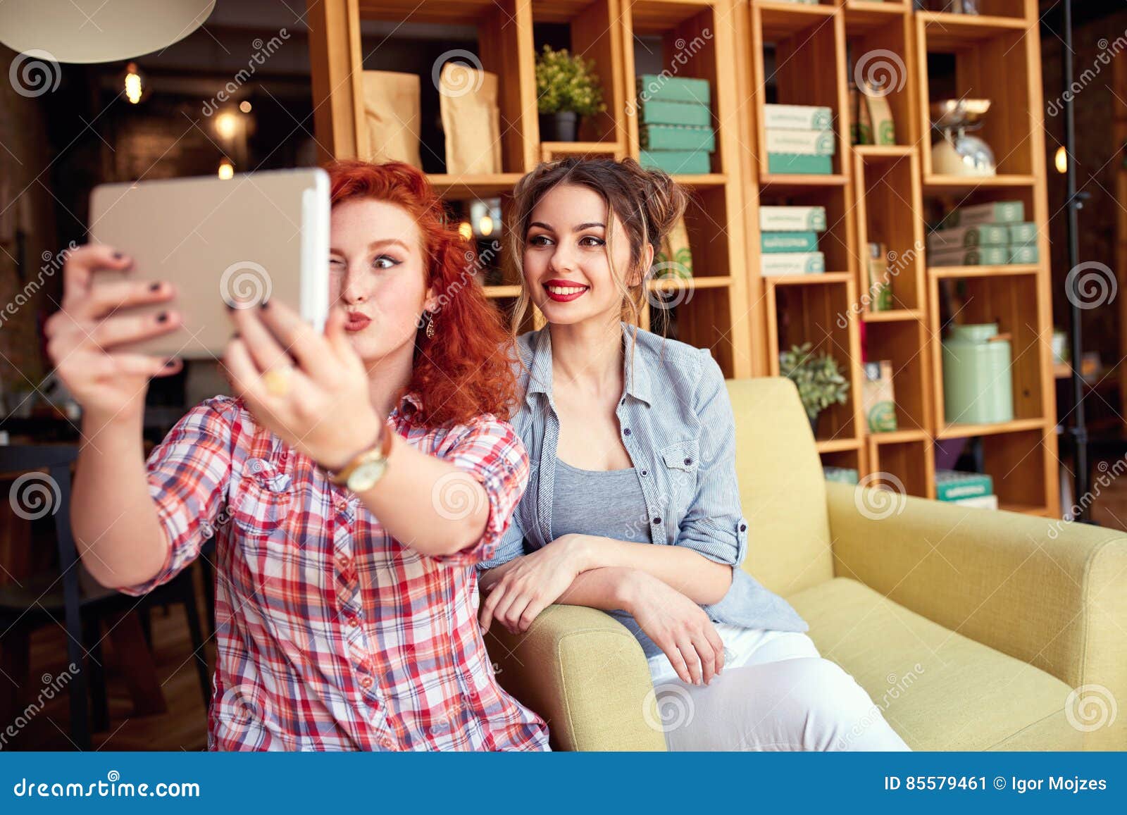 Two Women Making Funny Selfie Stock Image - Image of lifestyle ...