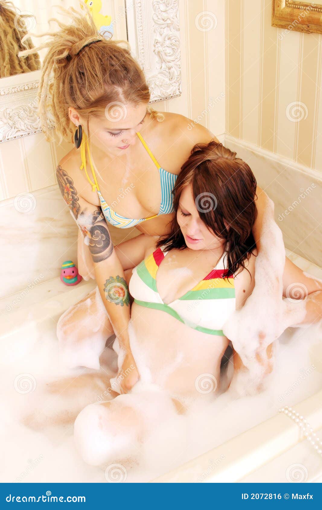 Two Women Taking Bubble Bath Stock Photo Image Of Gorgeous