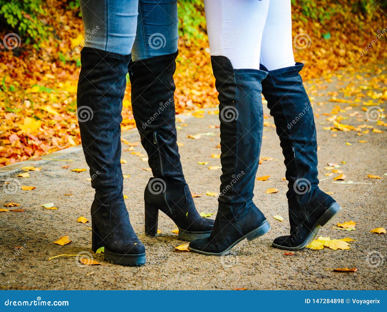 Two Women Wearing Black Knee High Boots Stock Photo - Image of boots ...