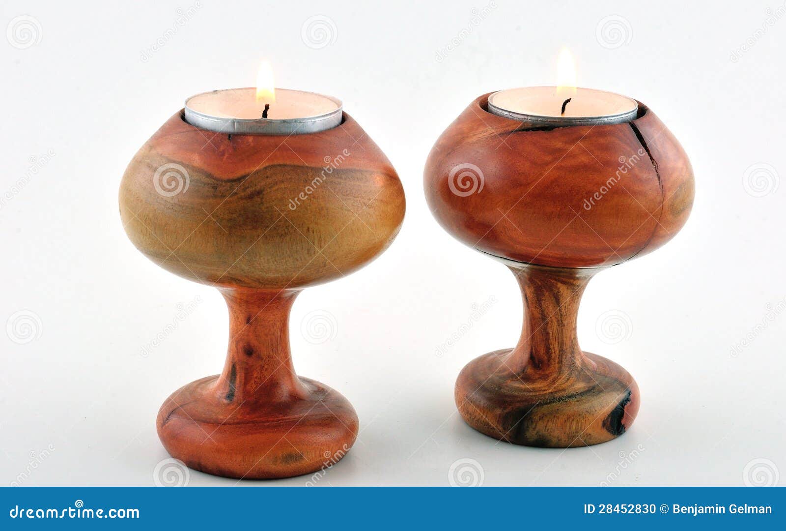 Two wooden candlesticks stock photo. Image of yellow 28452830