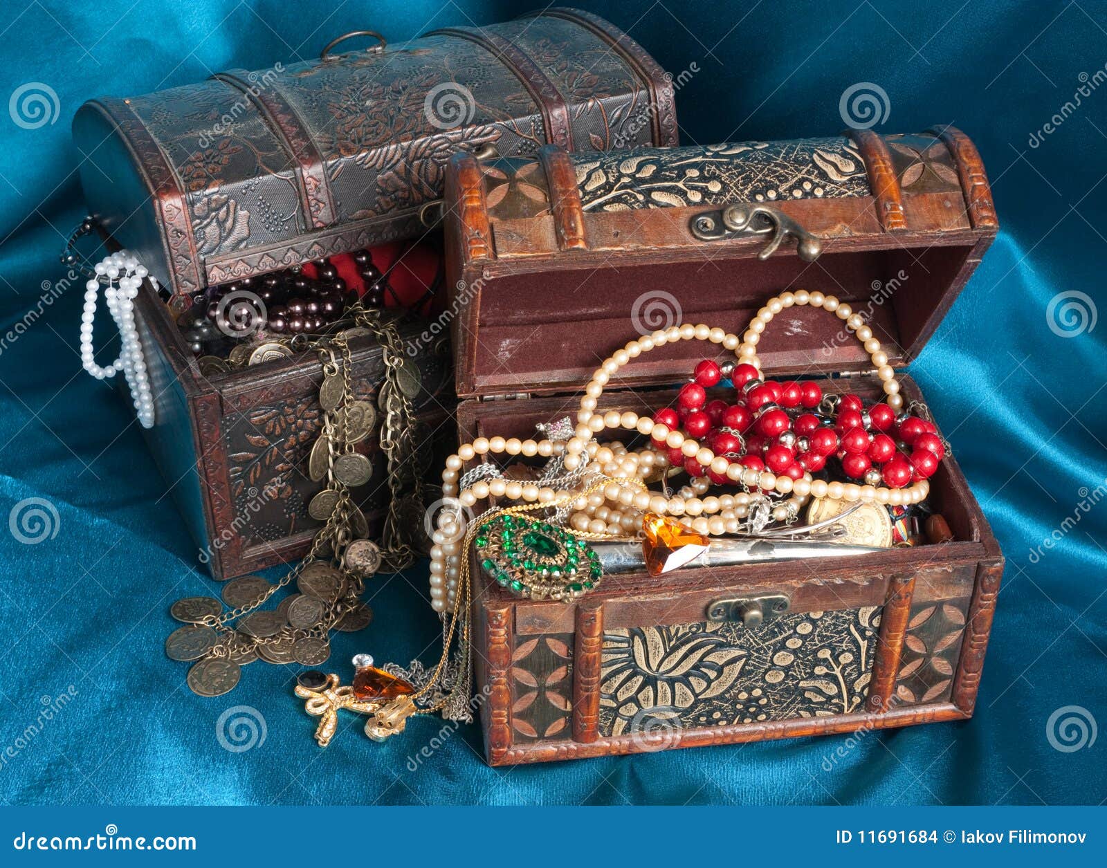 Two wooden treasure chests stock photo. Image of invest 11691684
