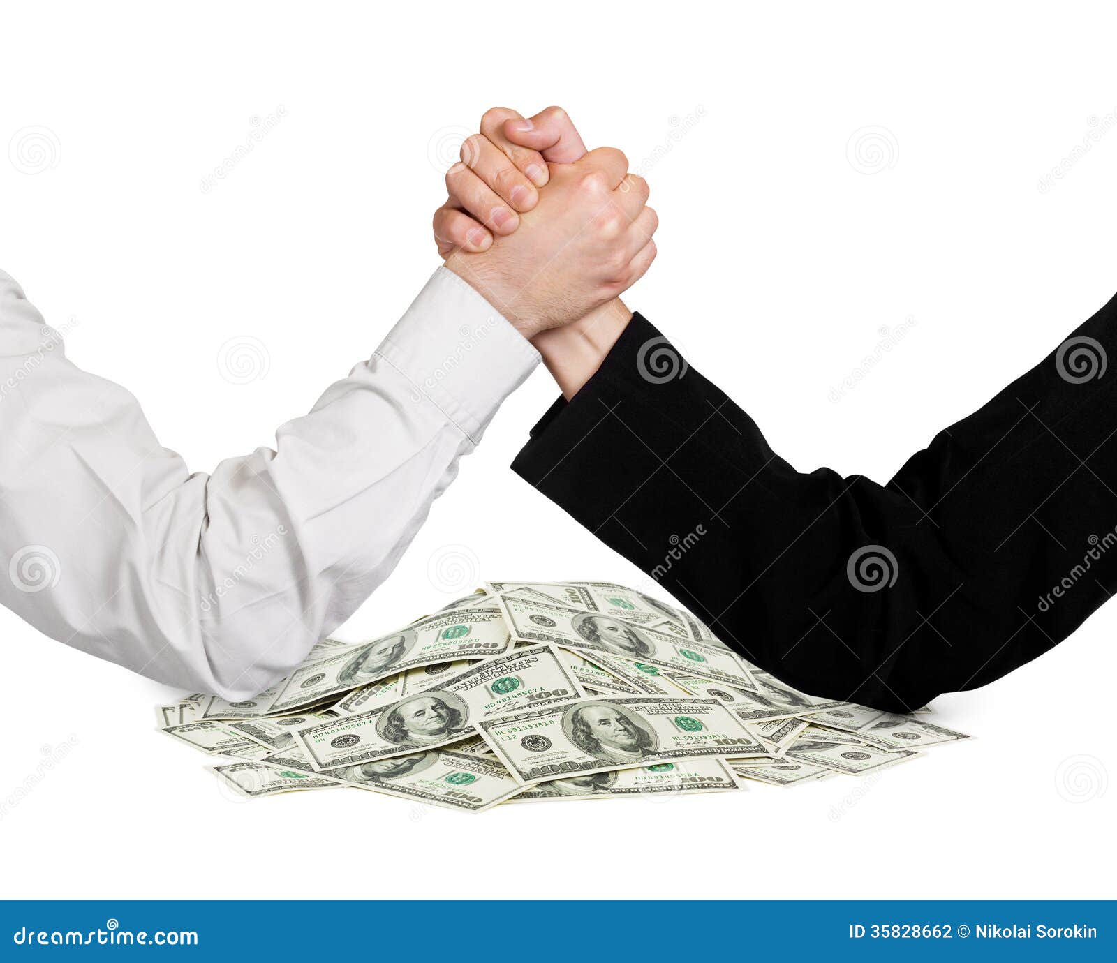 Two Wrestling Hands and Money Stock Photo Image of currency, concept