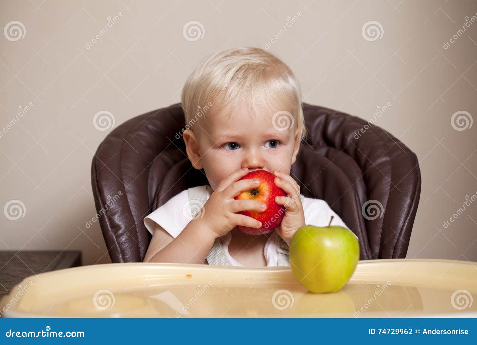 Two Year Baby Boy Sitting at the Dinner Table Stock Photo Image of