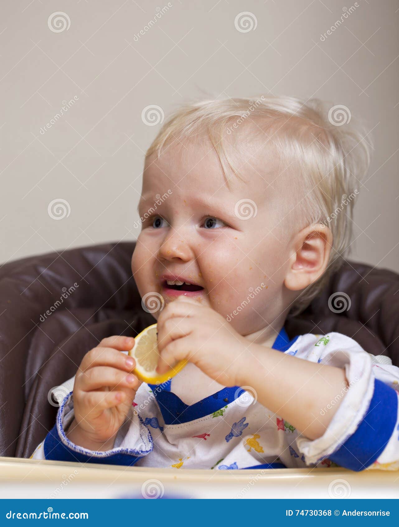 Two Year Baby Boy Sitting at the Dinner Table Stock Photo Image of