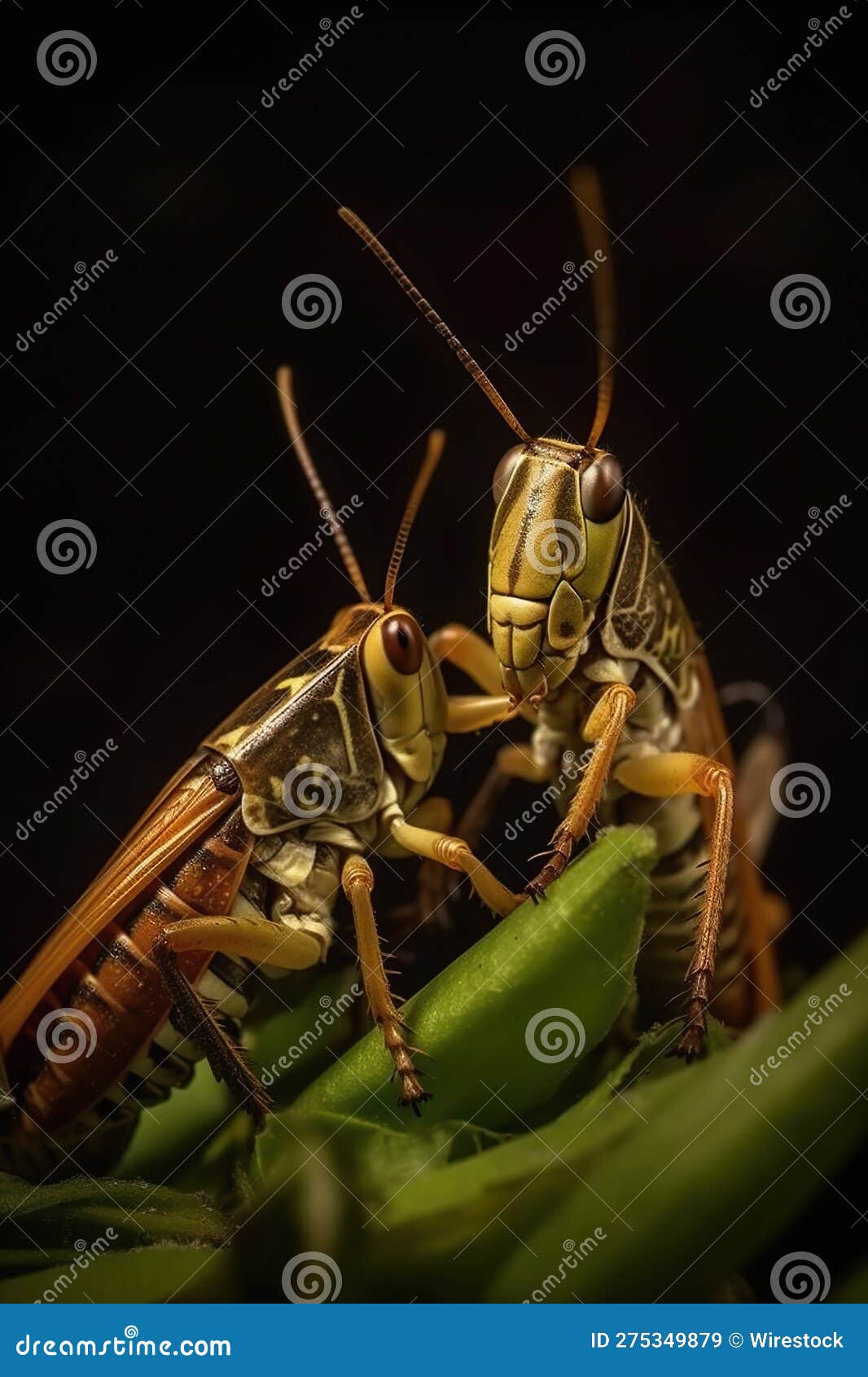 Two Yellow with Big Antennae Macro Shot Stock Image