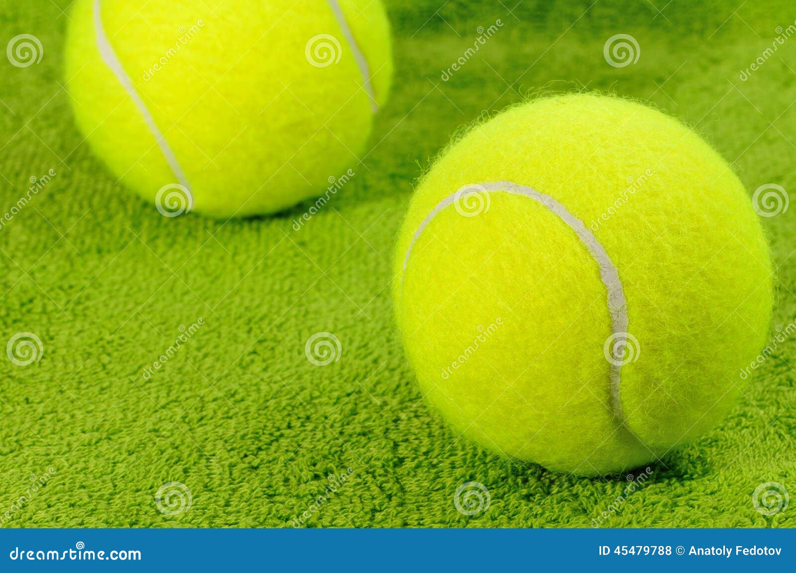 Two Yellow Tennis Balls on Green Surface Stock Photo Image of green
