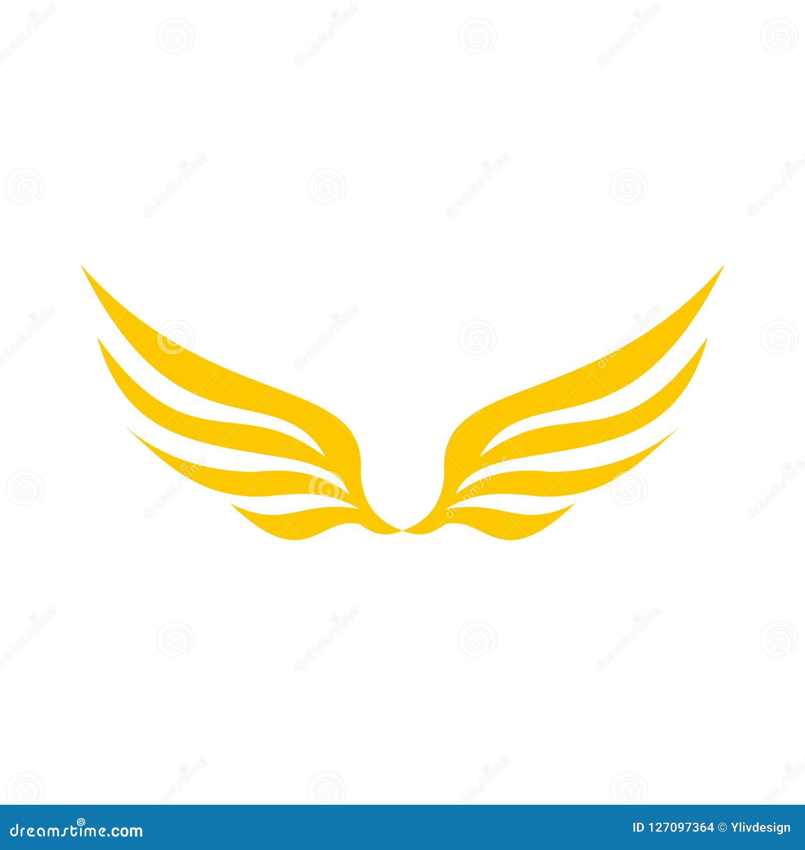 Two Yellow Wing Icon, Flat Style Stock Illustration - Illustration of ...