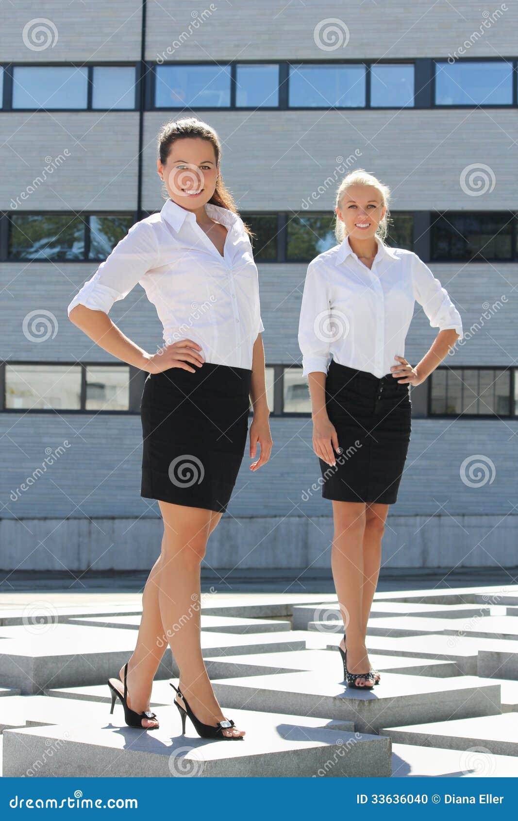 Two Young Attractive Business Women Posing Outdoor Stock Photo - Image ...