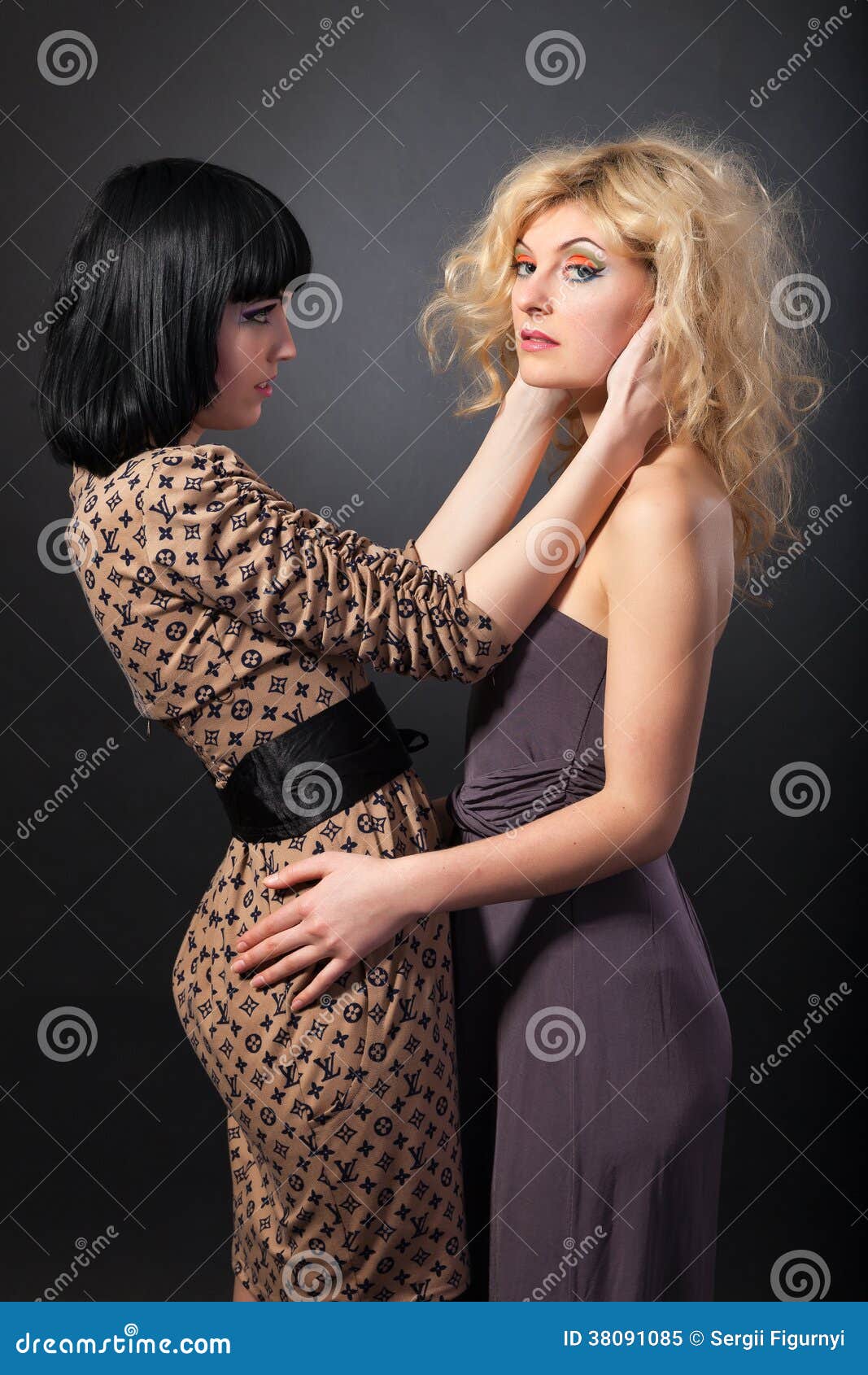 Two Young Attractive Lesbians Are Hugging Stock Image Image Of 