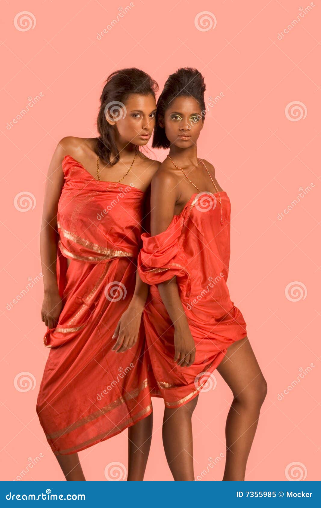Two Young Beautiful Ethnic Women In Sari Royalty Free 