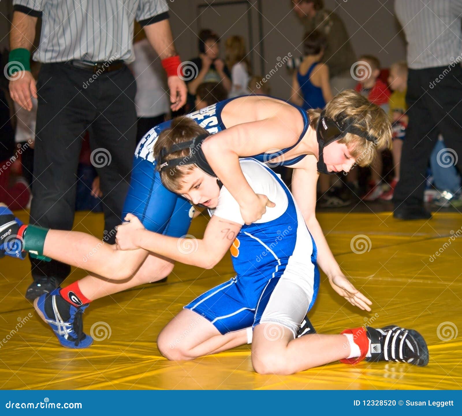 Two Young Boys Wrestling editorial image