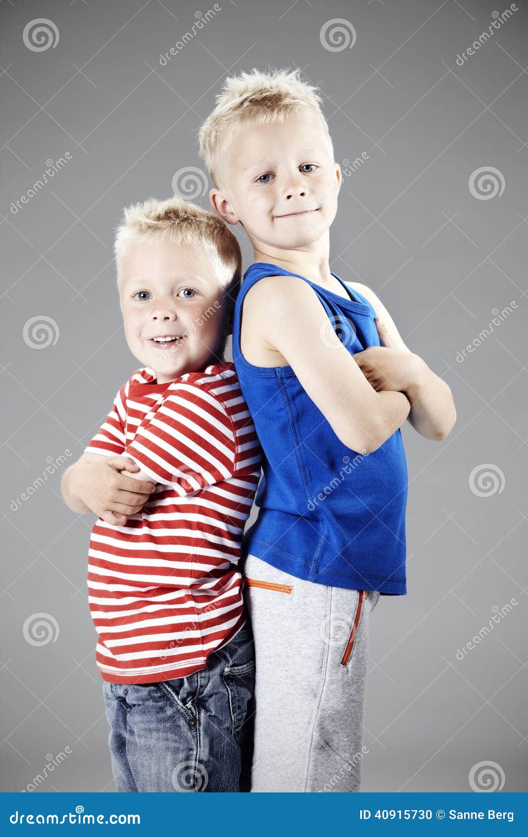 Two Young Brothers in Studio Stock Photo Image of portrait, blond