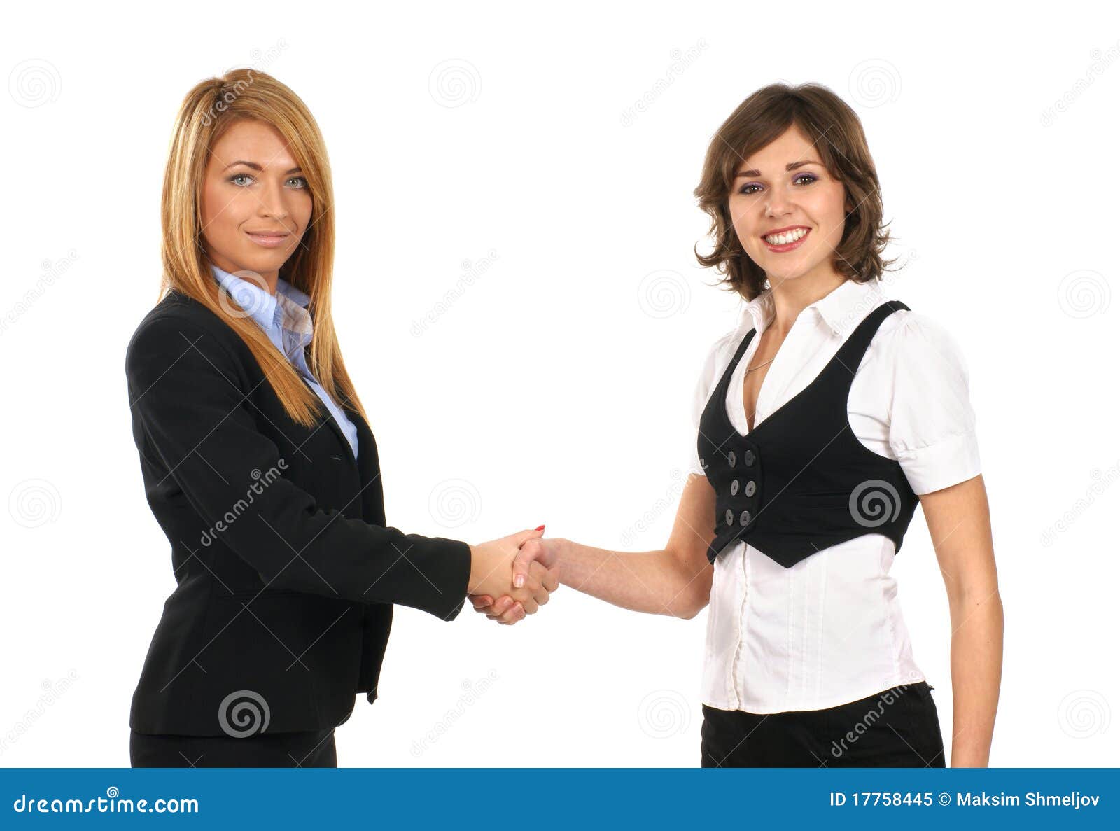 Two Young Businesswomen Are Shaking Their Hands Royalty Free Stock