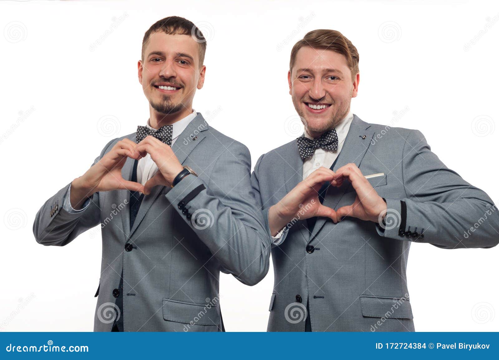 Two Young Funny Men in Formal Clothes Show Heart Stock Photo - Image of  model, executive: 172724384