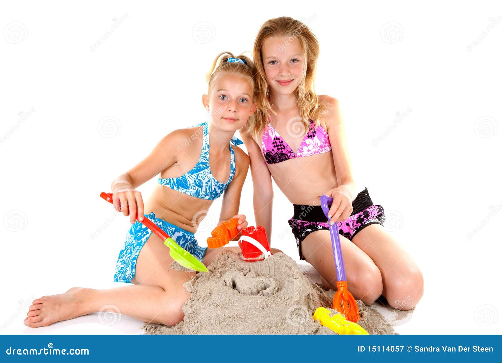 two young girls in beach wear
