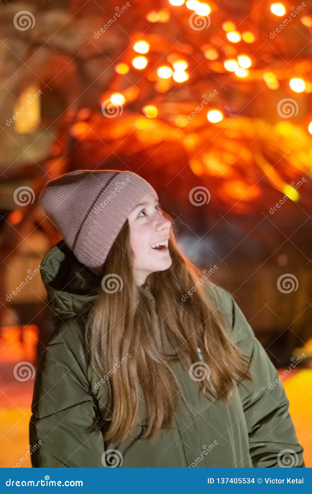 Two Young Girls are Photographed on the Observation Deck on the ...