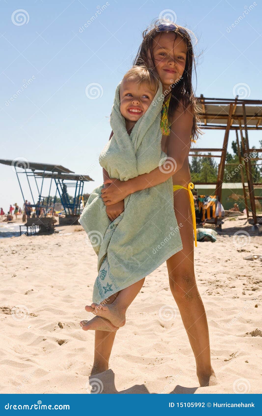 Two Young Kids Having Fun at the Beach Stock Photo Image of bright