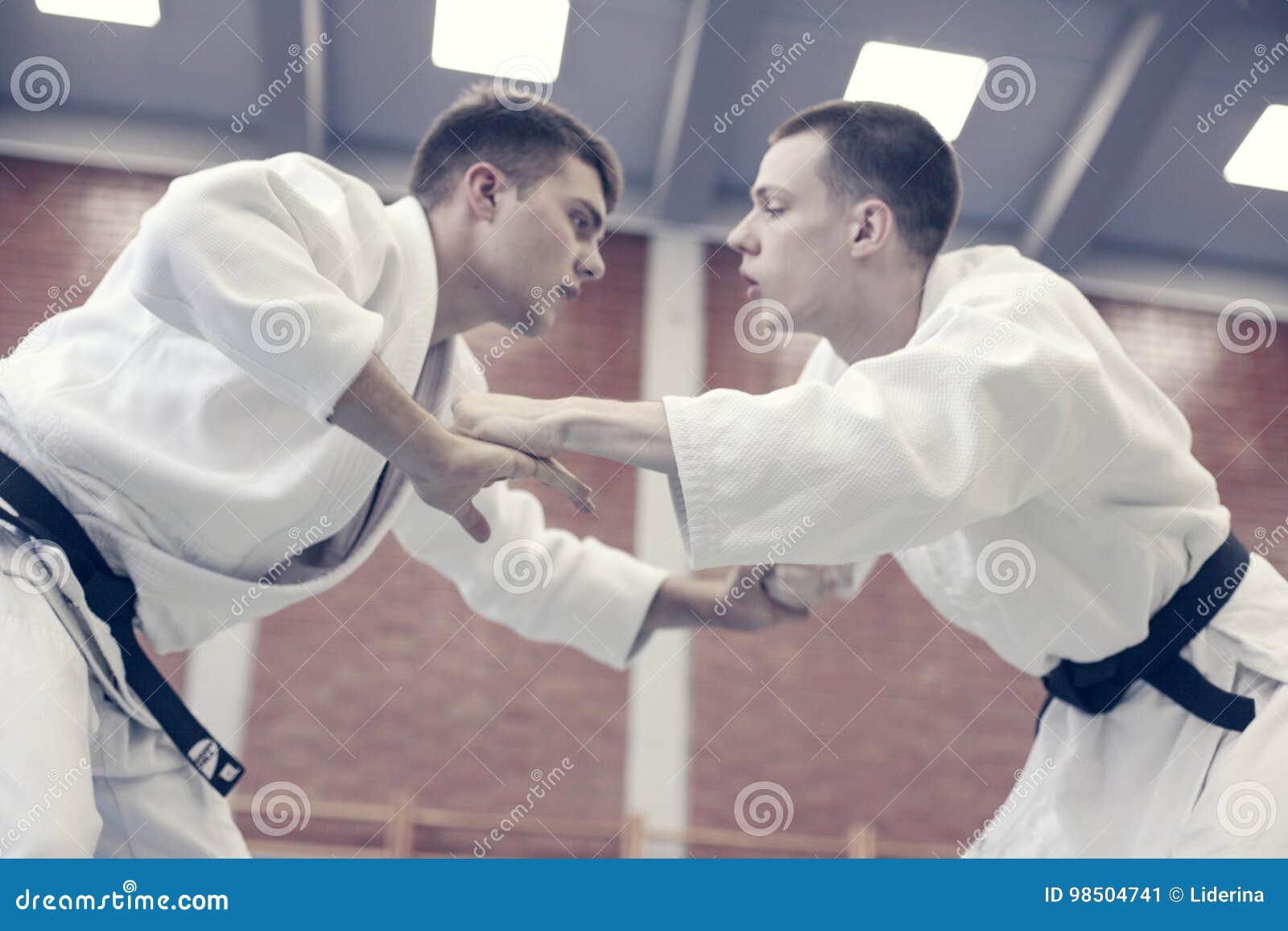 Two Young Males Practicing Judo Together. Stock Image Image of