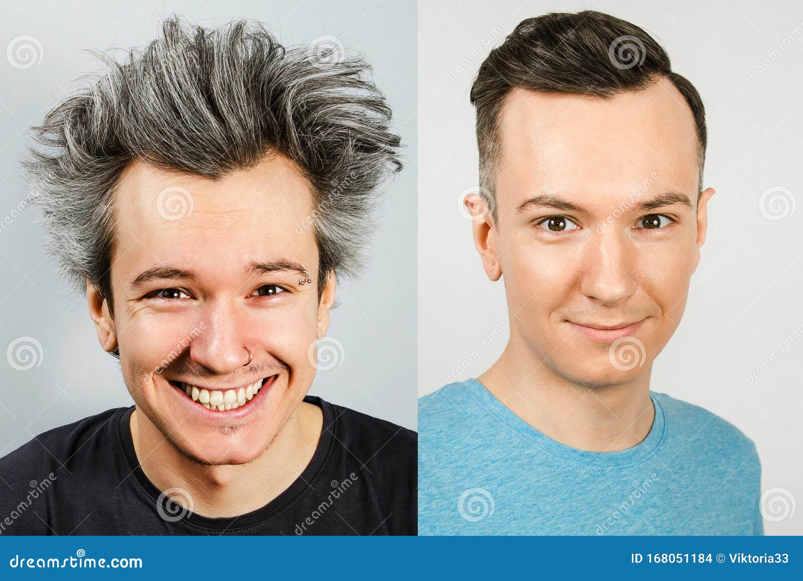 Young Men: before after Haircut with Long Hair, Trimmed Well Groomed Guy with a Stylish Haircut. Concept Real Photo Stock Photo - Image of happy, delight: 168051184 Young Men: before after Haircut with Long Hair, Trimmed Well Groomed Guy with a Stylish Haircut. Concept Real Photo Stock Photo - Image of happy, delight: 168051184