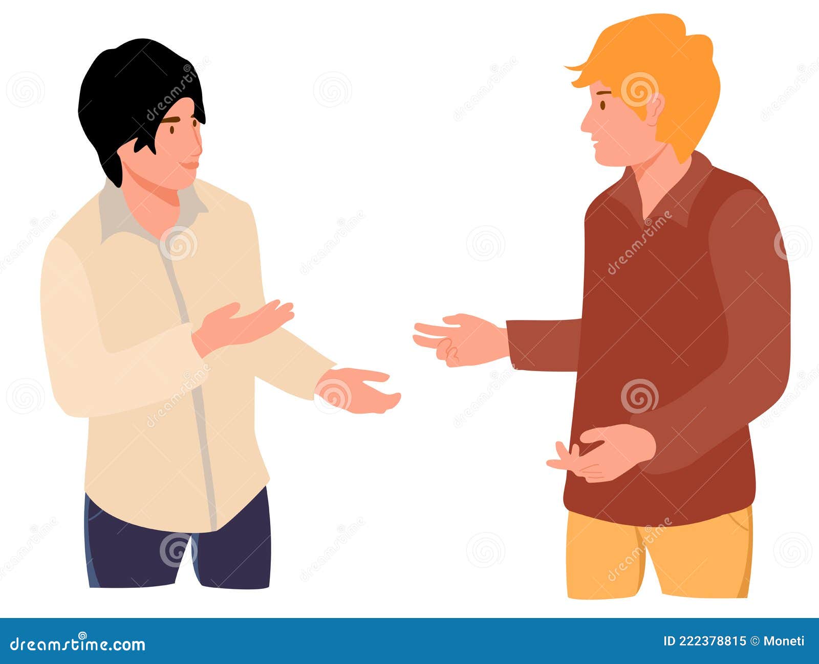 Two Young People Speaking Together. Teenage or Adult Male Characters Talking. Scene of Dialog between Cartoon Faceless Stock Vector - Illustration of speak, flat: 222378815 Two Young People Speaking Together. Teenage or Adult Male Characters Talking. Scene of Dialog between Cartoon Faceless Stock Vector - Illustration of speak, flat: 222378815