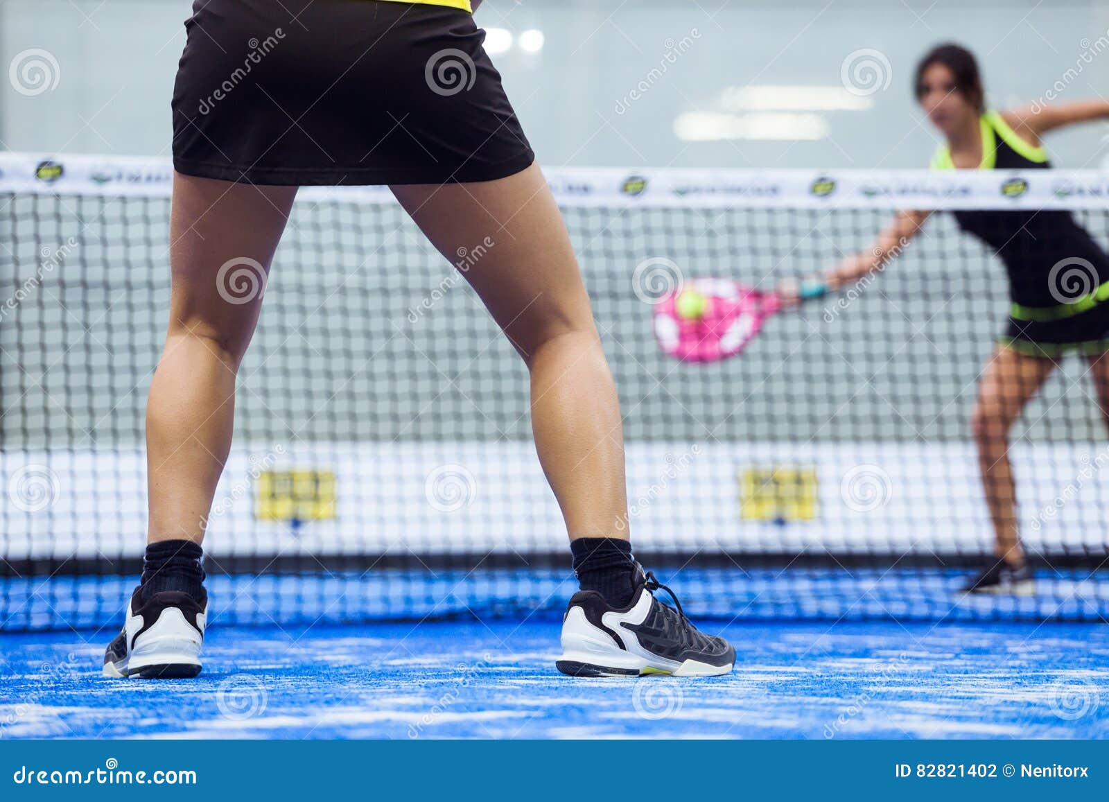 Little Girl Playing Tennis On The Court Stock Image 