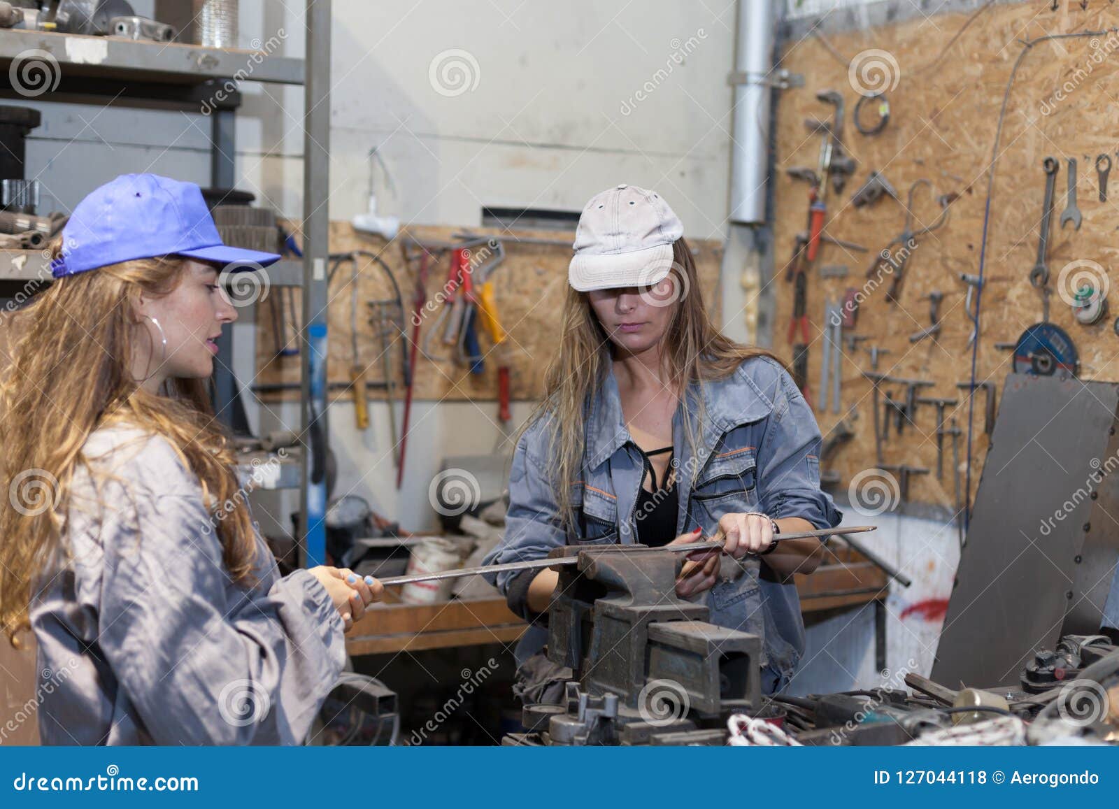 Two Women Working in Stock Photo Image of background, hair