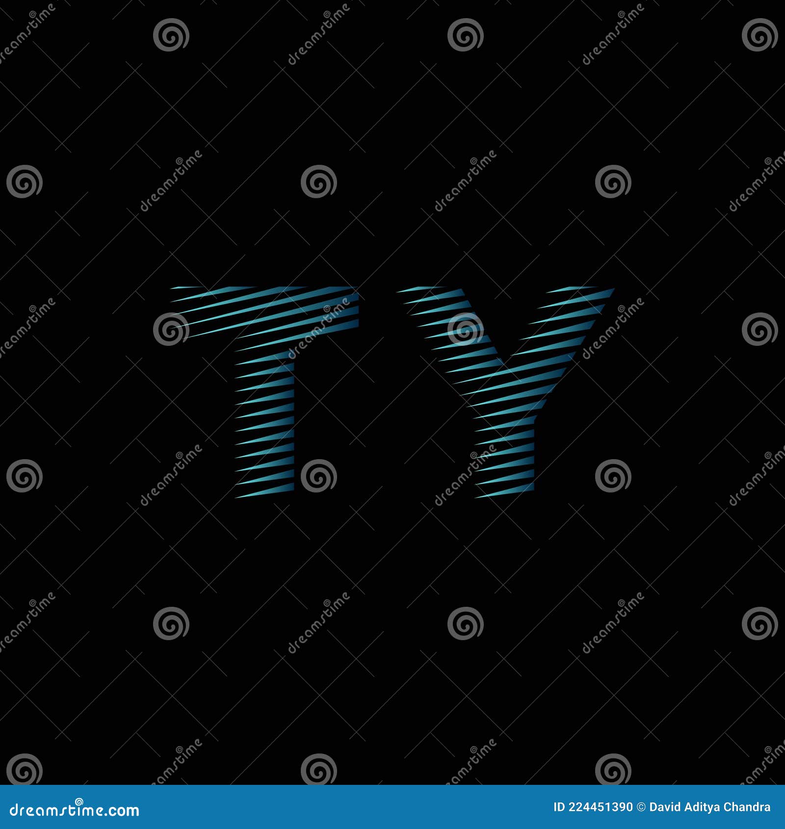 ty monogram lines style blue light 