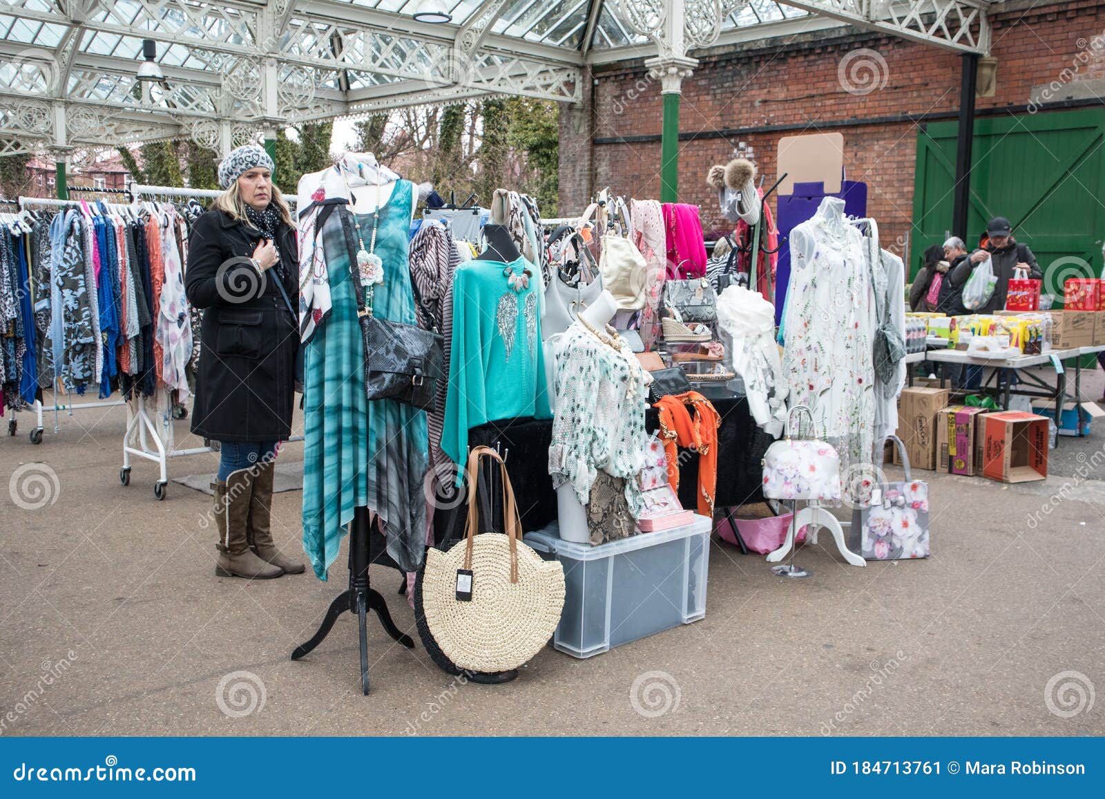 Tynemouth Metro Station Weekend Flea Market. Stall Selling Womens ...