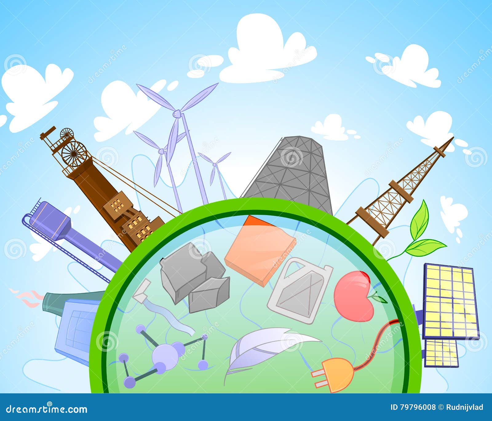 Type D Energie Renouvelable Et Non Renouvelable Illustration Stock Illustration Du Affaires Essence