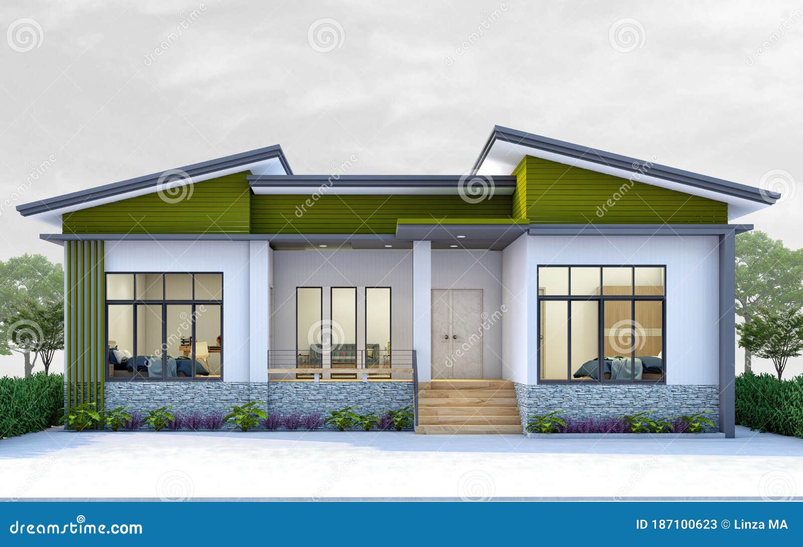 House Thai Style Design with Twin Roof Stock Illustration ...