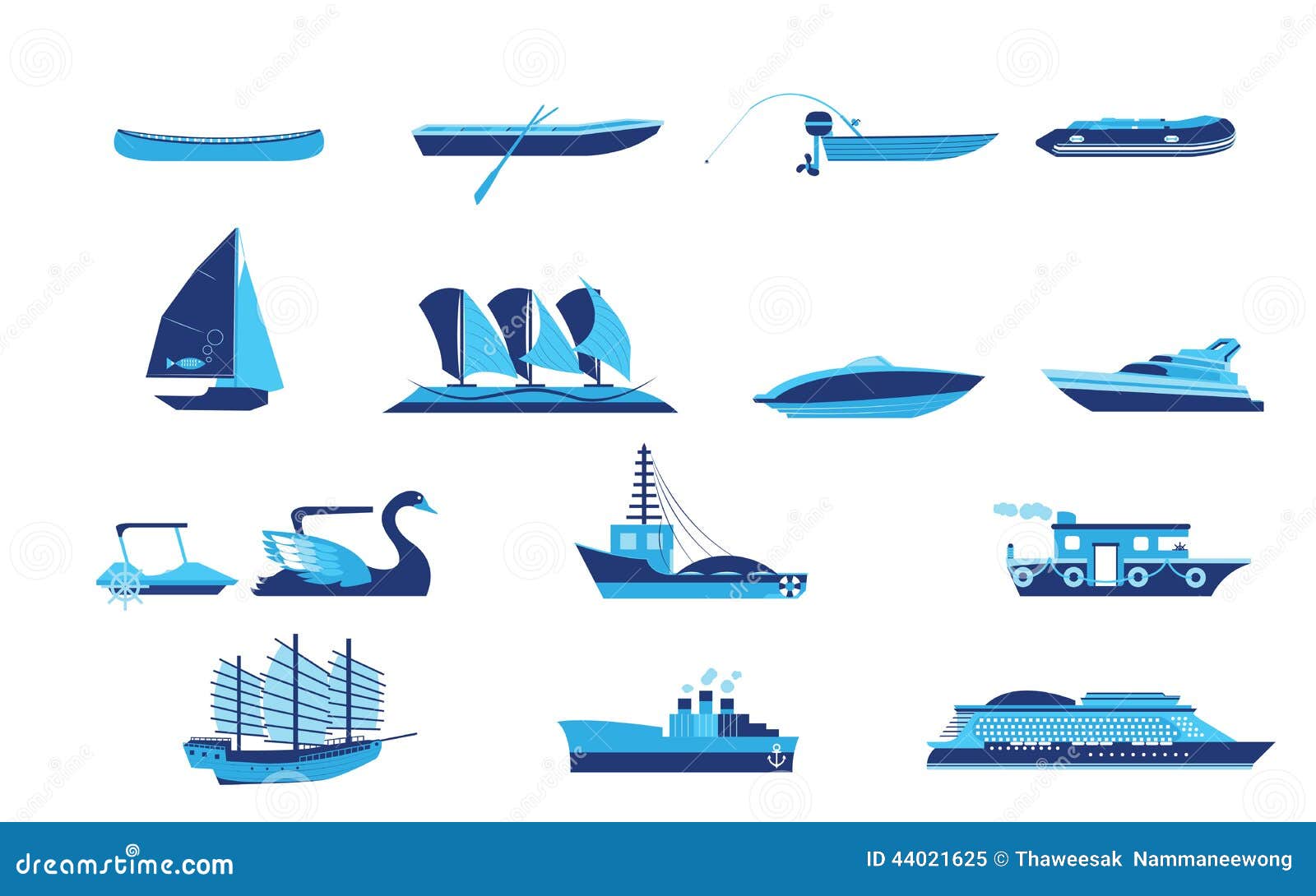 Types Of Boat And Ship Transportation Stock Vector - Image: 44021625