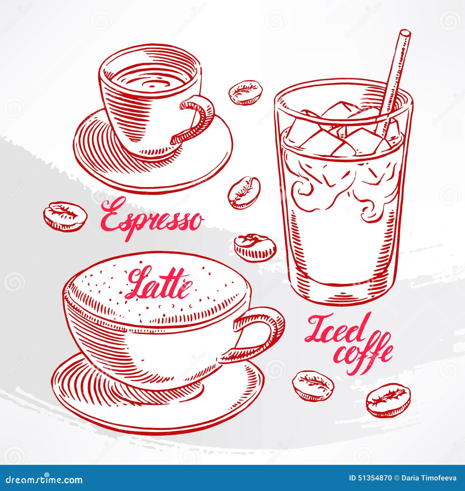 Types of coffee. sketch stock vector. Illustration of cappuccino 51354870