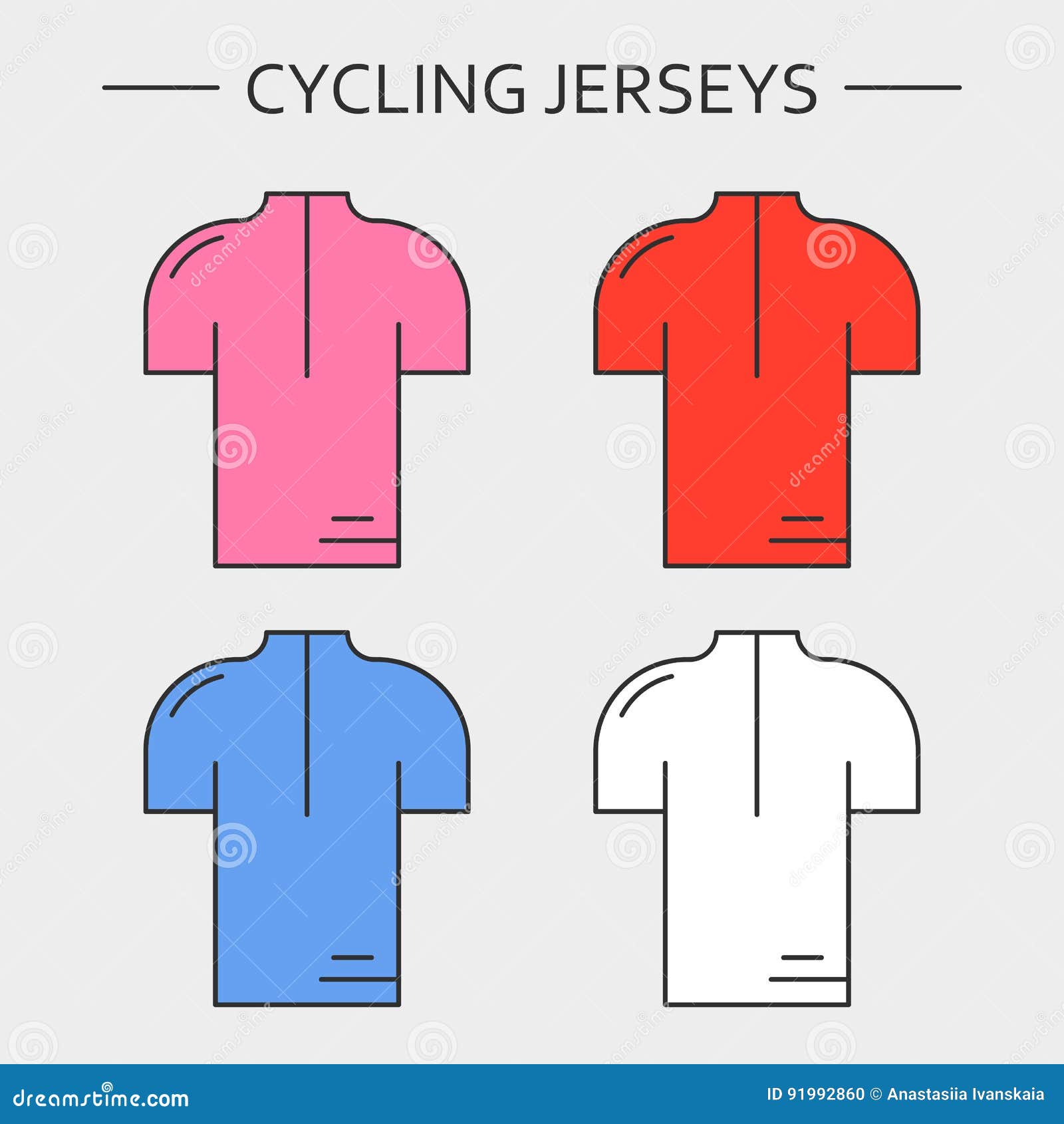 Types of cycling jerseys stock vector. Illustration of pink 91992860
