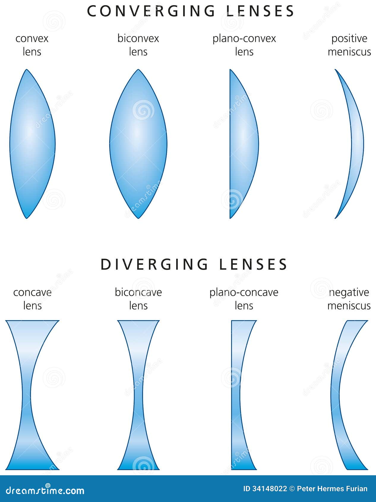 Types Et Classification De Lentilles Simples Illustration de Vecteur Illustration du bleu