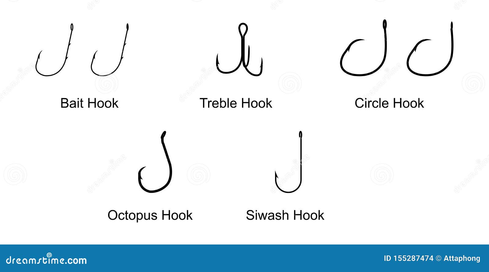 Types of Fishing Hooks Isolated on White Background Vector Stock Vector -  Illustration of hooks, figure: 155287474