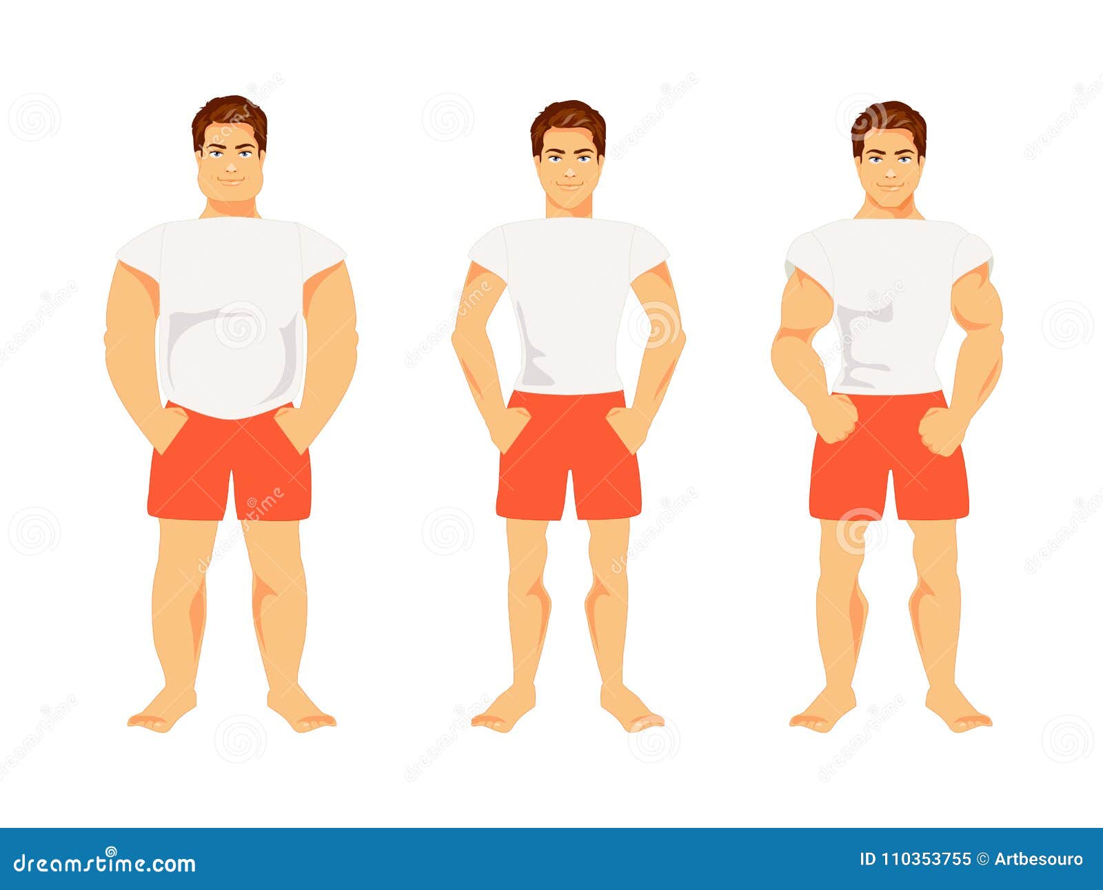 Male Body Shapes Set - Inverted Triangle, Oval, Rectangle