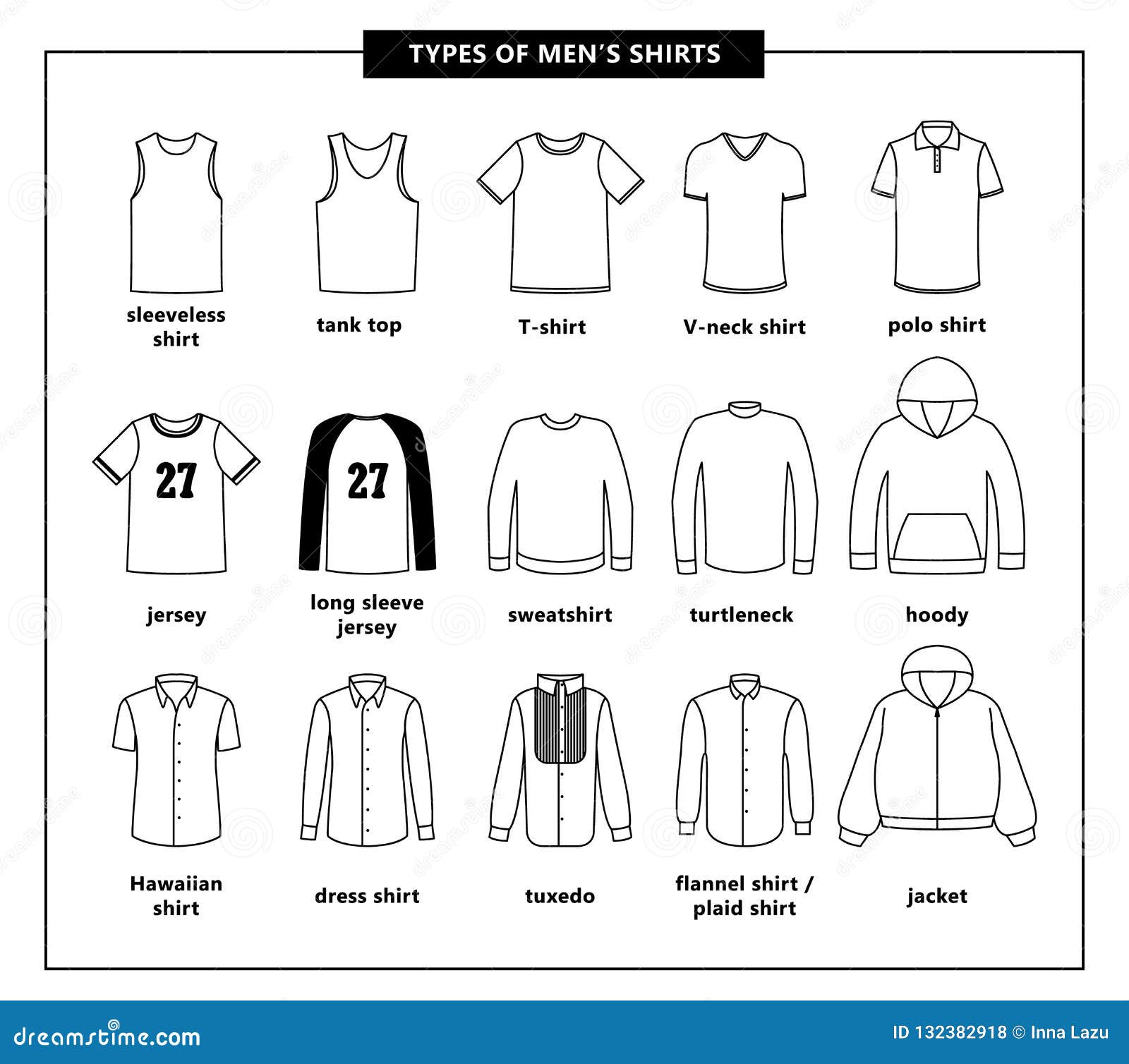 Types of men`s shirts stock vector. Illustration of model - 132382918