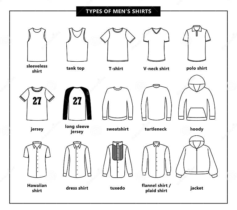 Types of men`s shirts stock vector. Illustration of model - 132382918