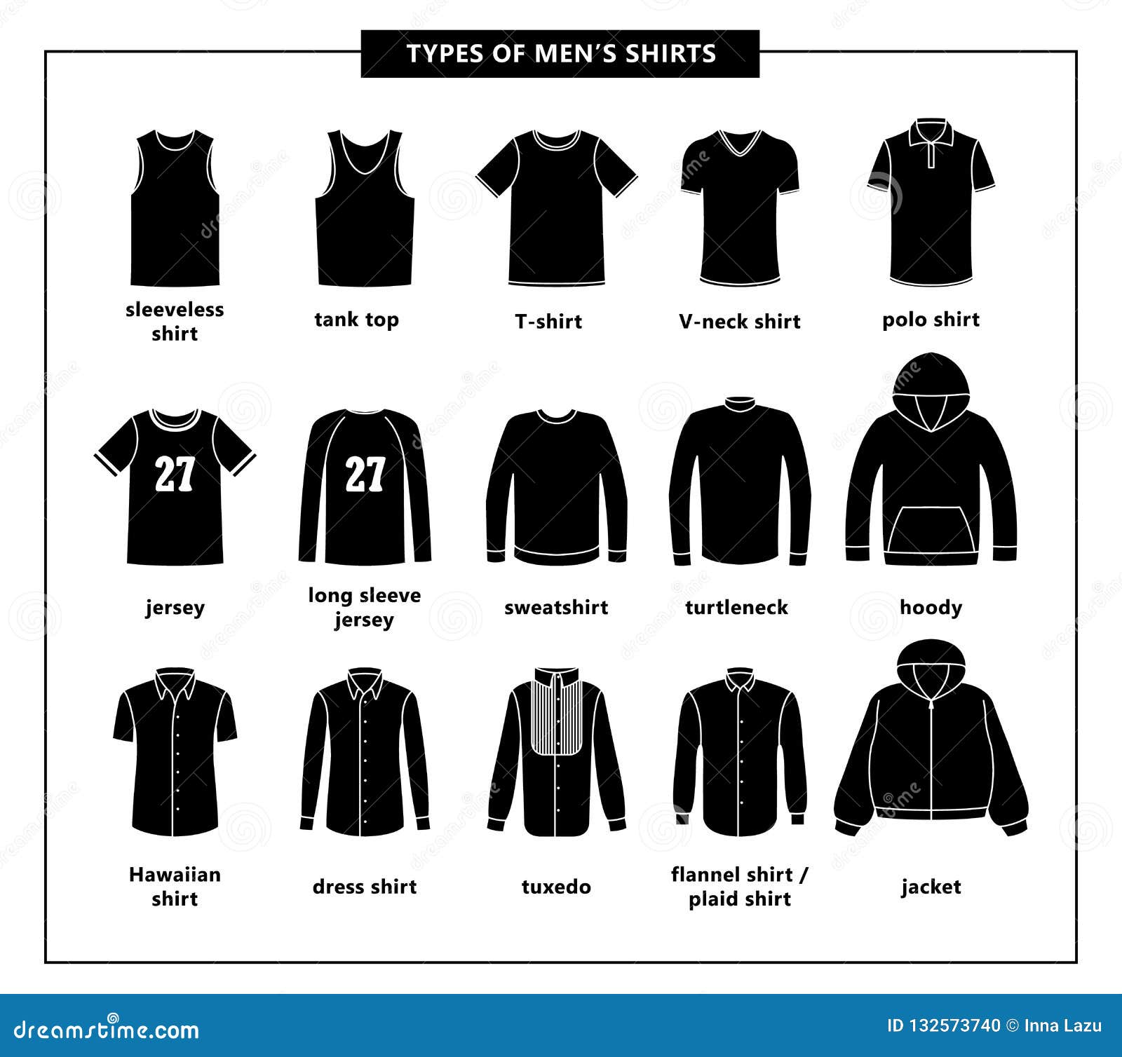 Types of men`s shirts stock vector. Illustration of solid - 132573740