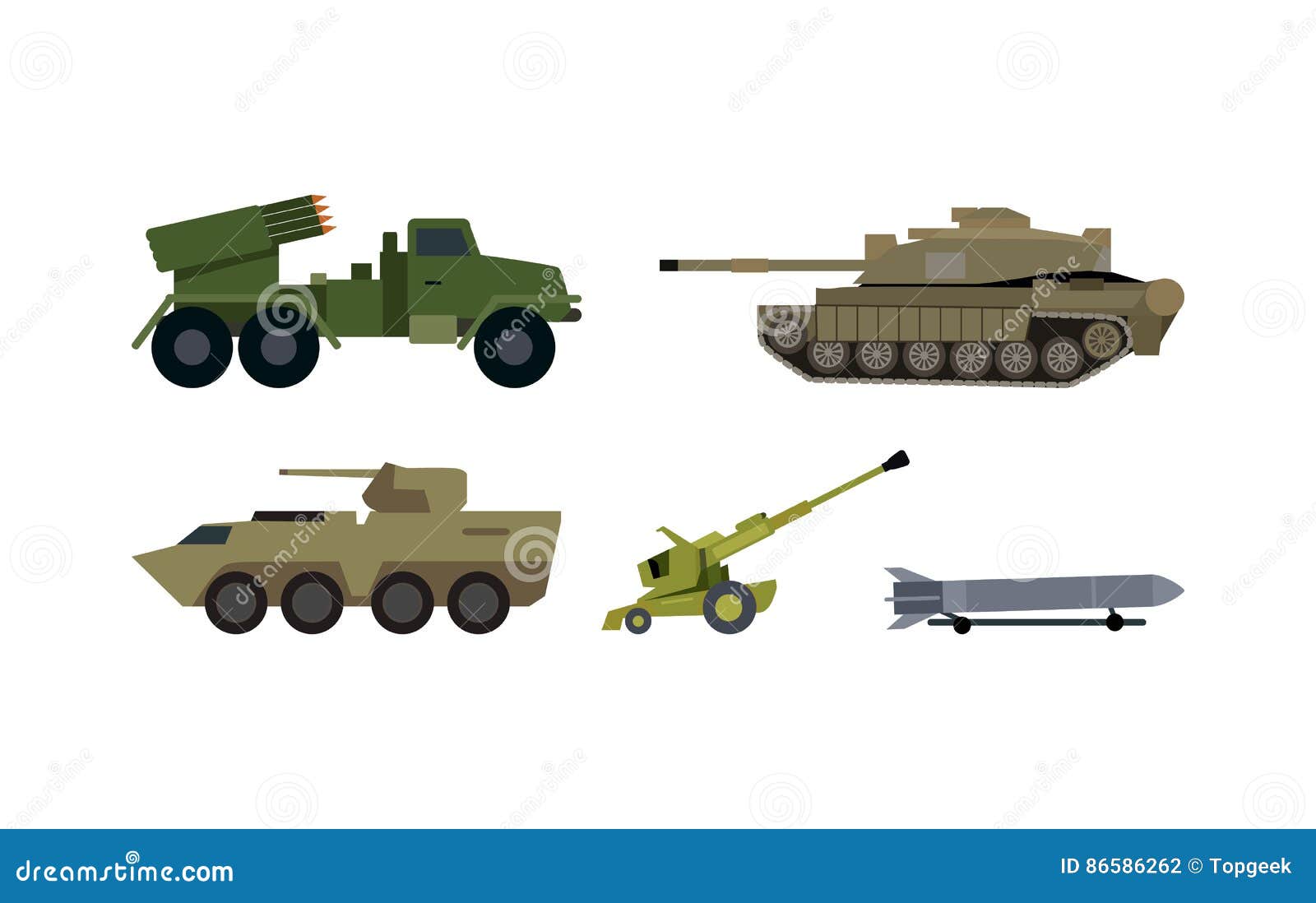 types of modern armament flat  set