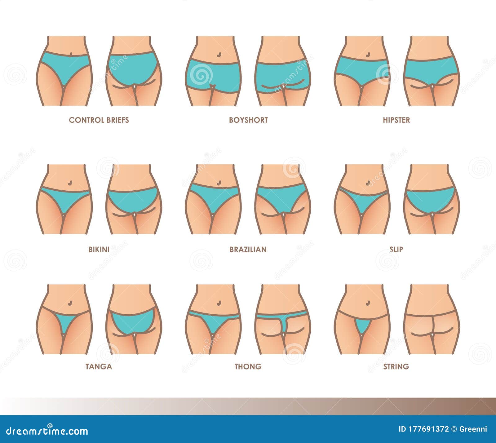 Types of Panties , Women Underwear. Lingerie Stock Illustration -  Illustration of isolated, female: 177691372