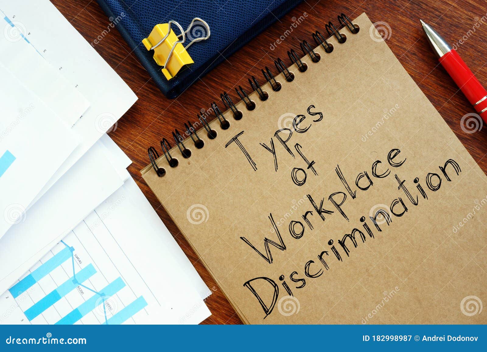 types of workplace discrimination are shown on the conceptual photo