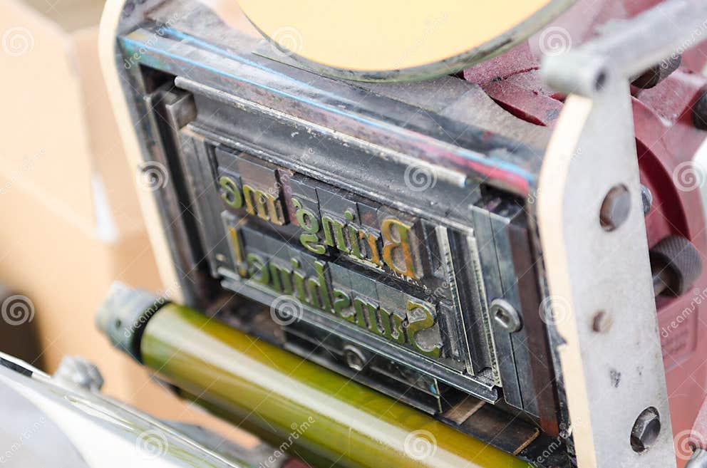 Typeset Block Printing Machine Ready for Printing Stock Photo Image