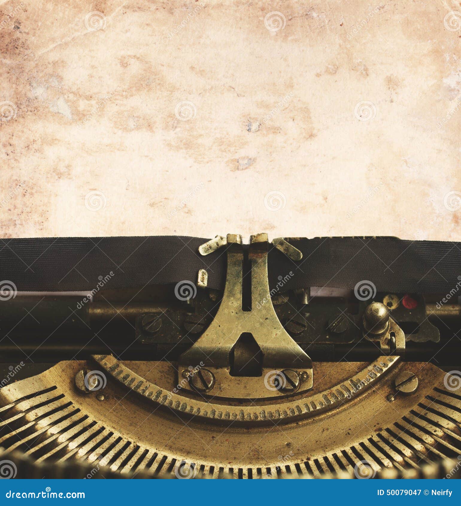 Vintage Typewriter Paper Wooden Background Toned Stock Photo