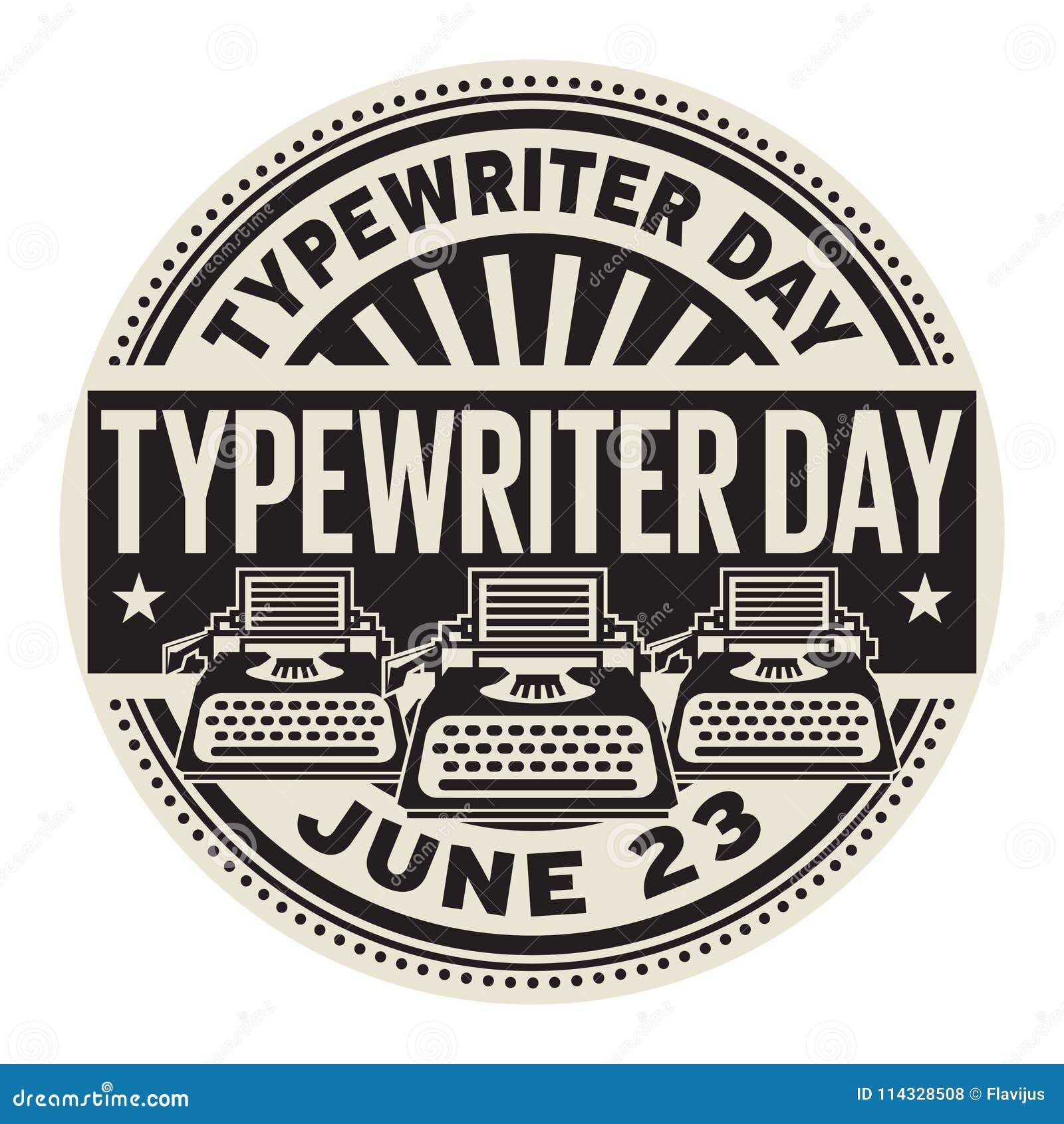 Typewriter Day stamp stock vector. Illustration of author 114328508