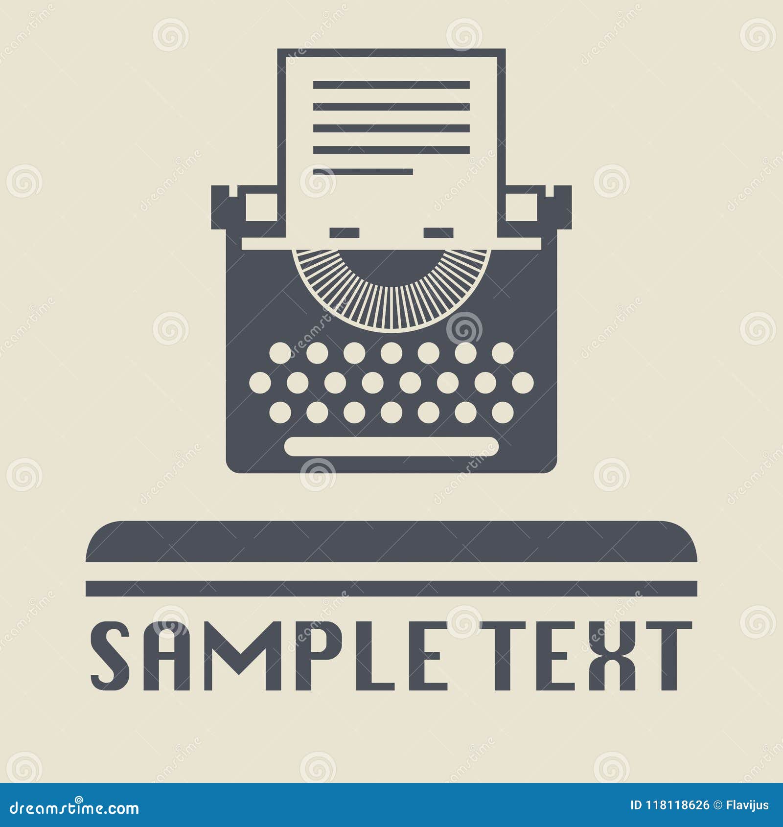 Typewriter icon or sign stock vector. Illustration of letter 118118626