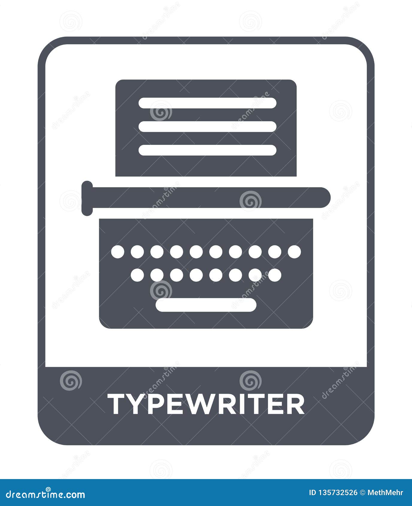 Typewriter Icon in Trendy Design Style. Typewriter Icon Isolated on