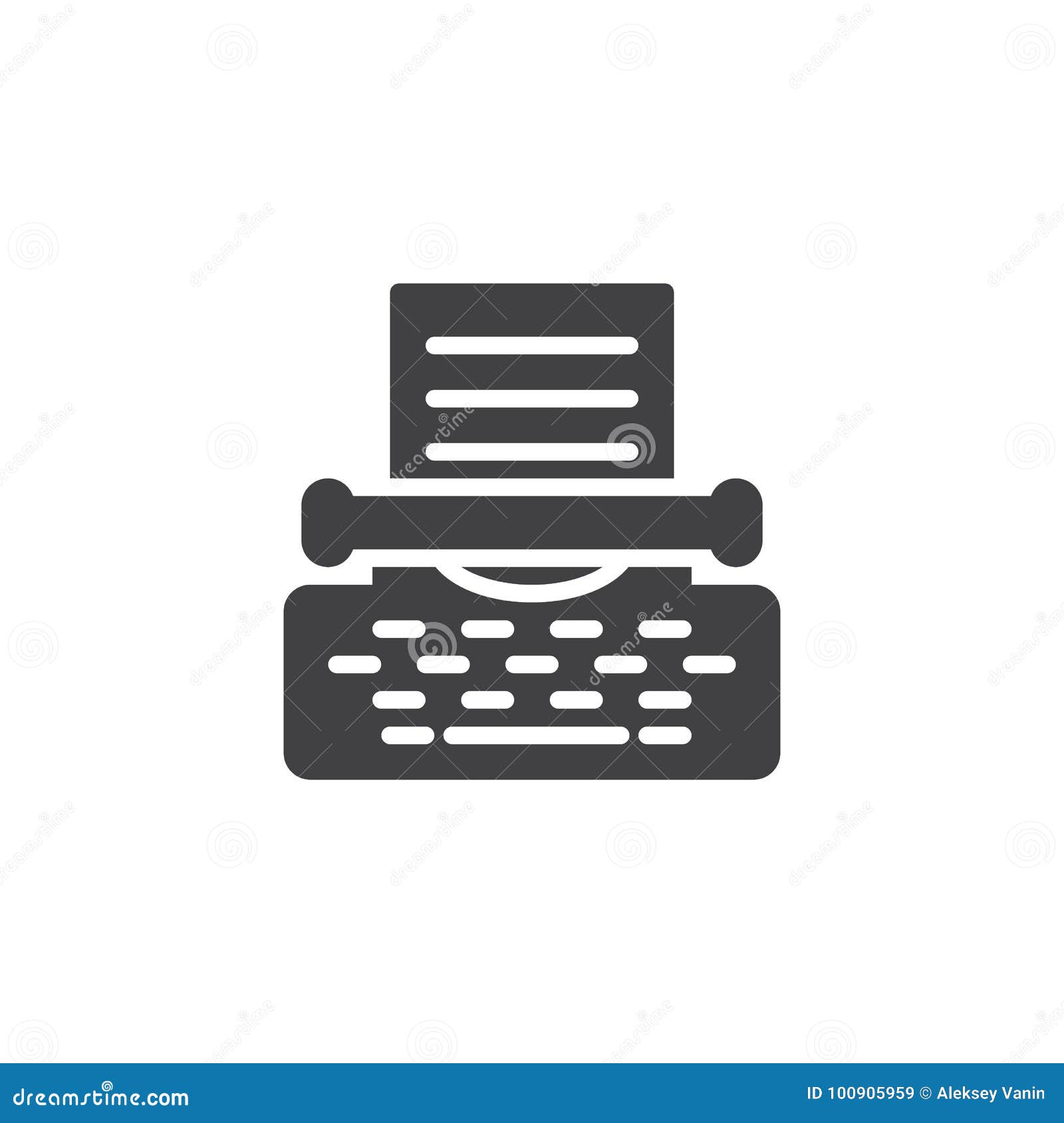Typewriter icon vector stock vector. Illustration of single 100905959