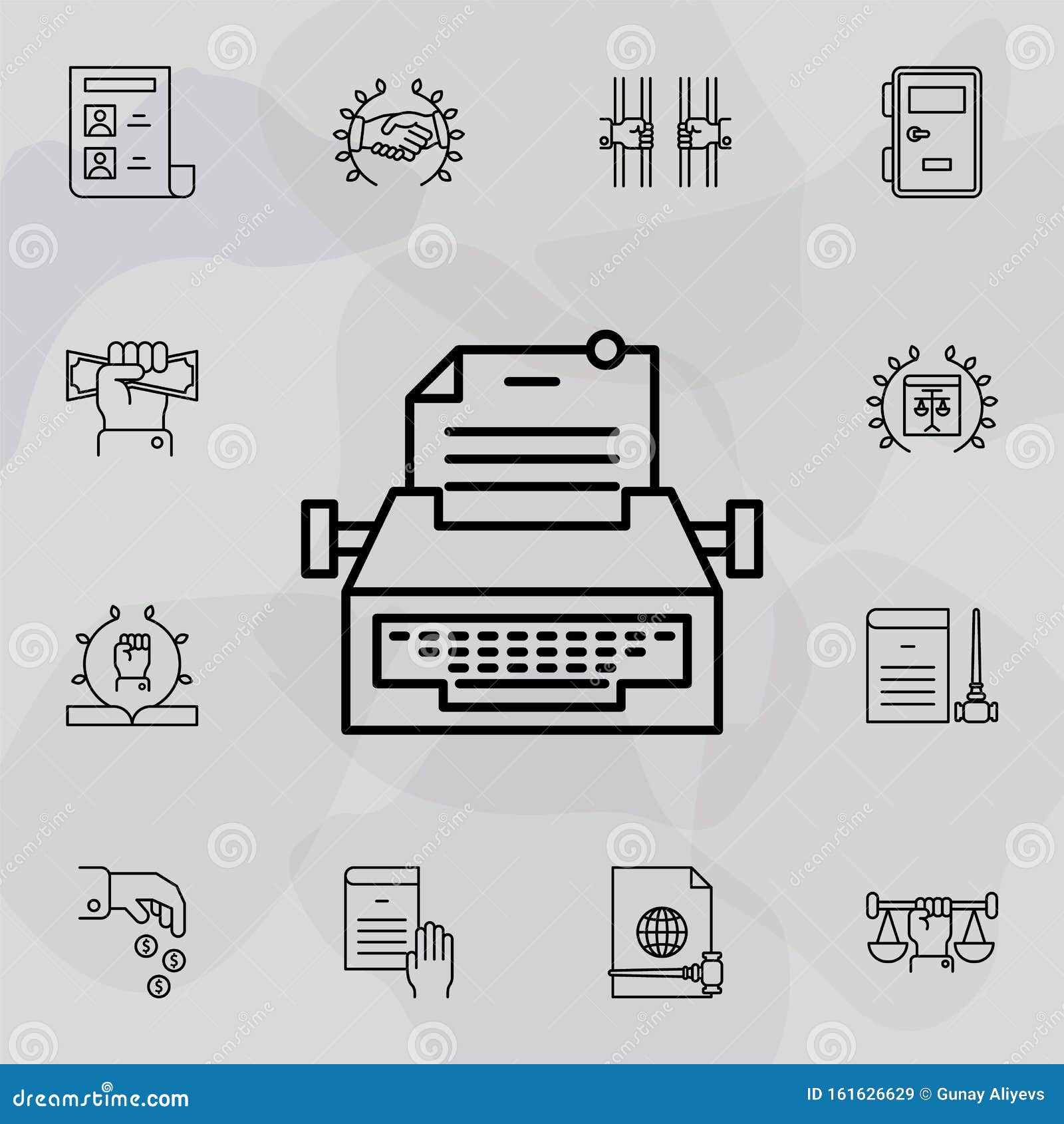 Typewriter With Paper Vintage Line Art Stock Photo 67799106
