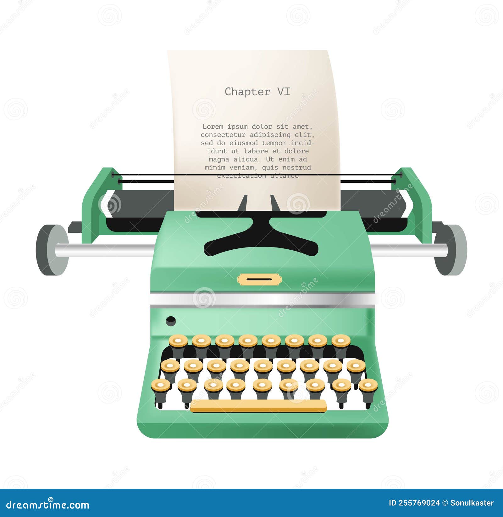 Typing machine type writer with paper sheet Vector Image